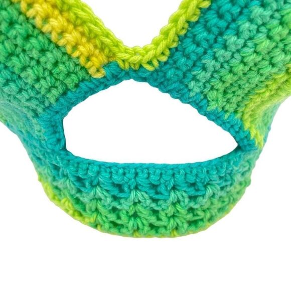 Napper Womens Crochet crop Top Peek A Boo Handmade halter Medium New - Picture 6 of 8
